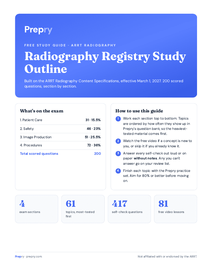 First page of the Radiography Registry Study Outline